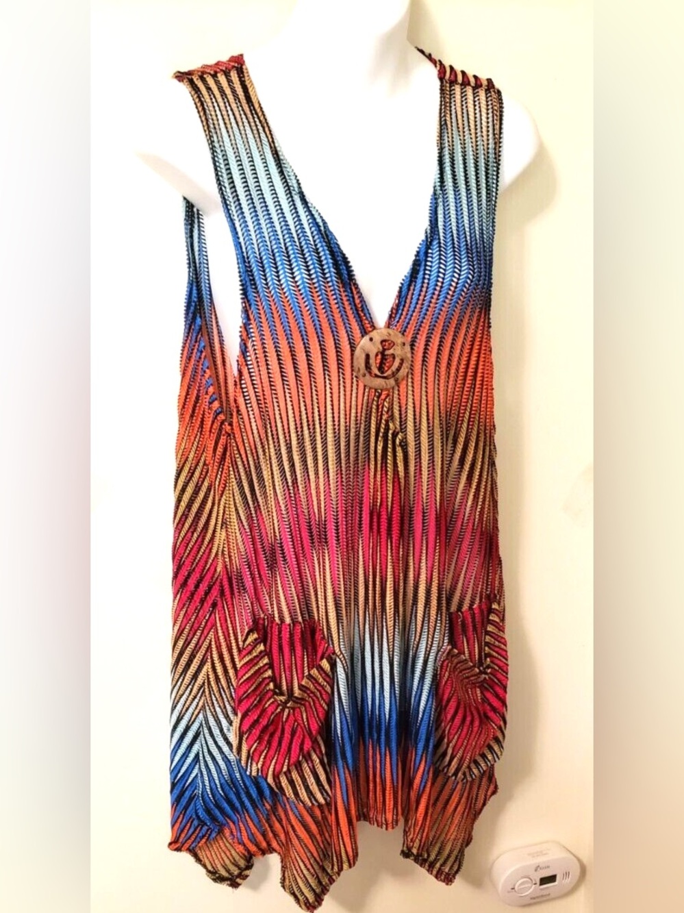 Paradise Multicolor Ombre Sleeveless Knit Tunic - Orange/Blue/Olive